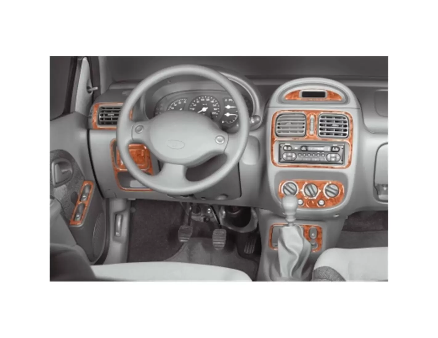 Renault Clio 06.98-05.01 3M 3D Interior Dashboard Trim Kit Dash Trim Dekor 18-Parts
