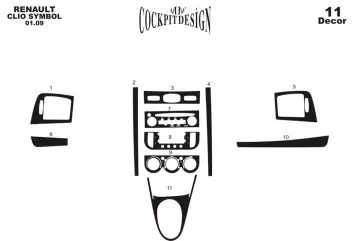 Renault Clio Symbol 2008 Kit la décoration du tableau de bord 11-Pièce - 2 - habillage decor de tableau de bord