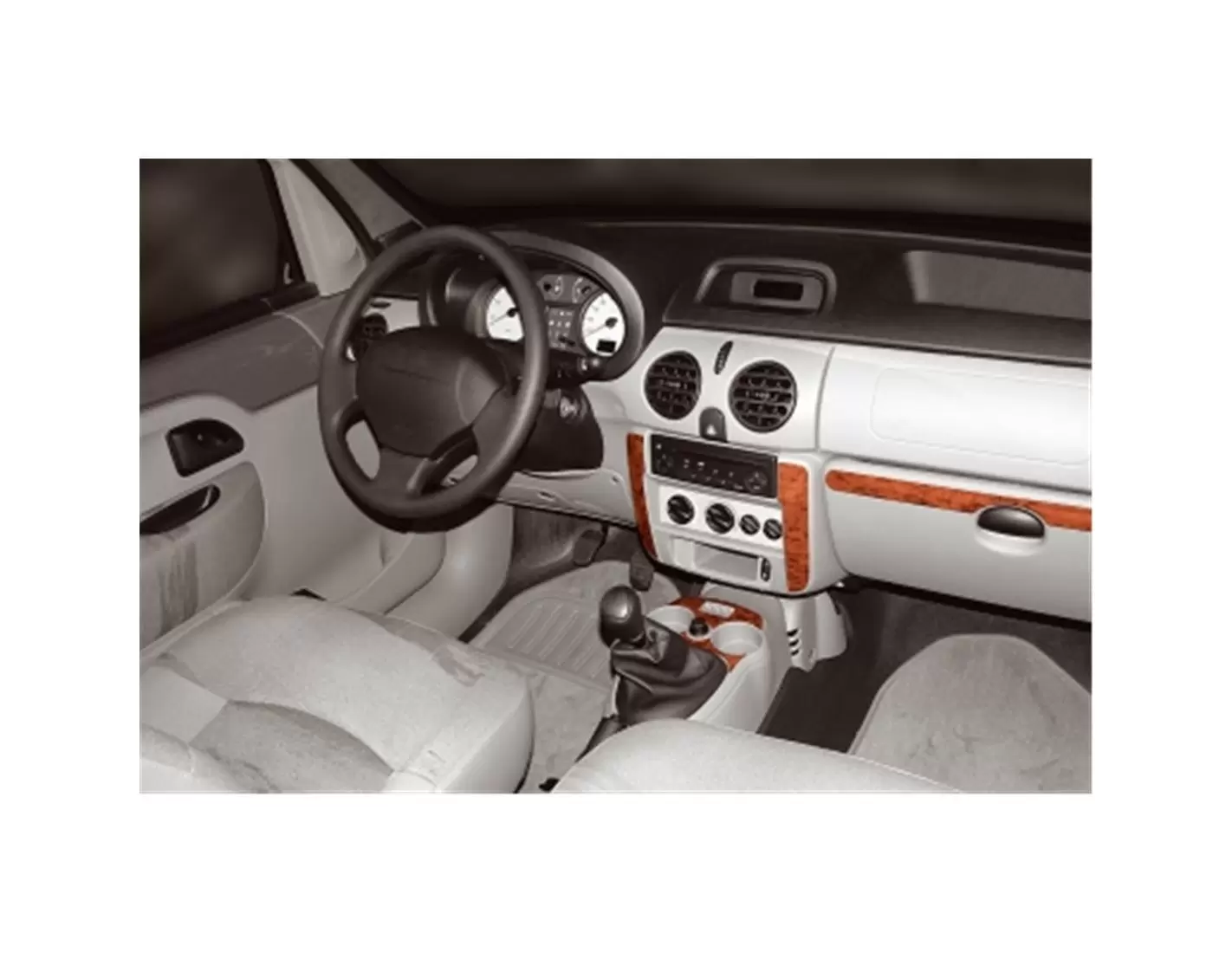 Renault Kangoo-Nissan Kubistar 06.98 - 09.08 3D Inleg dashboard Interieurset aansluitend en pasgemaakt op he 10 -Teile