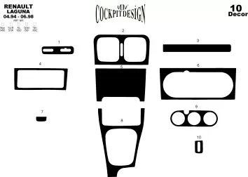 Renault Laguna 04.94 - 06.98 Kit Rivestimento Cruscotto all'interno del veicolo Cruscotti personalizzati 10-Decori