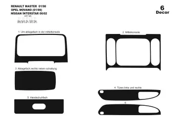 RENAULT Renault Master 01.98-12.03 3M 3D Interior Dashboard Trim Kit Dash Trim Dekor 6-Parts €44.49