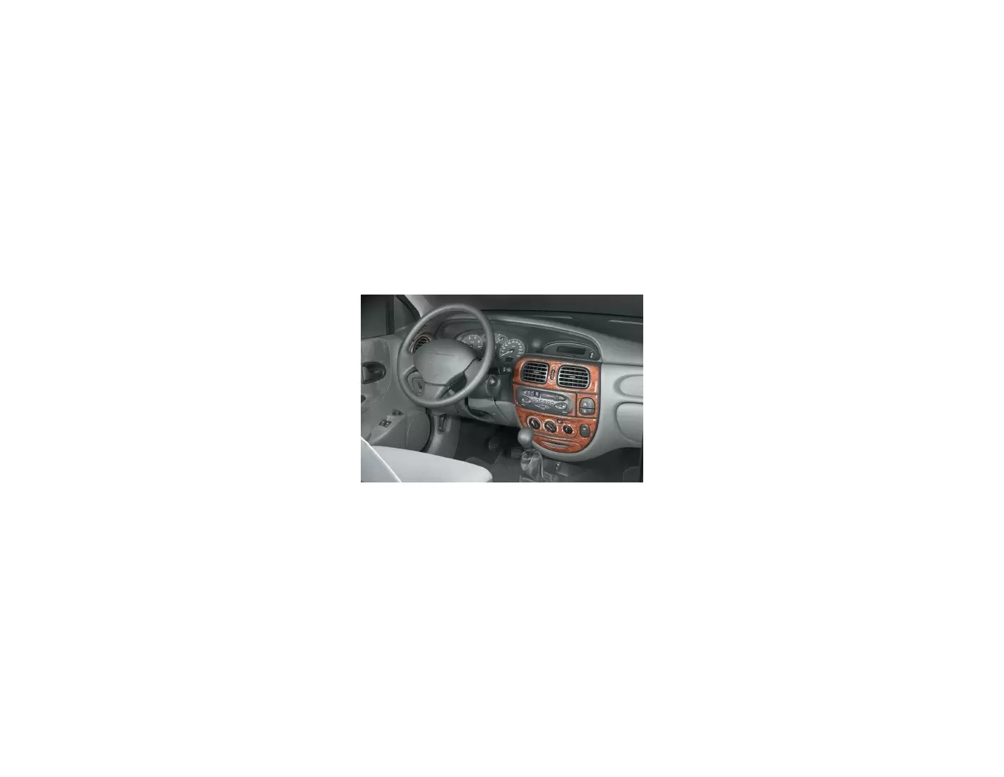 Renault Megane 03.99 - 02.03 3D Inleg dashboard Interieurset aansluitend en pasgemaakt op he 17 -Teile