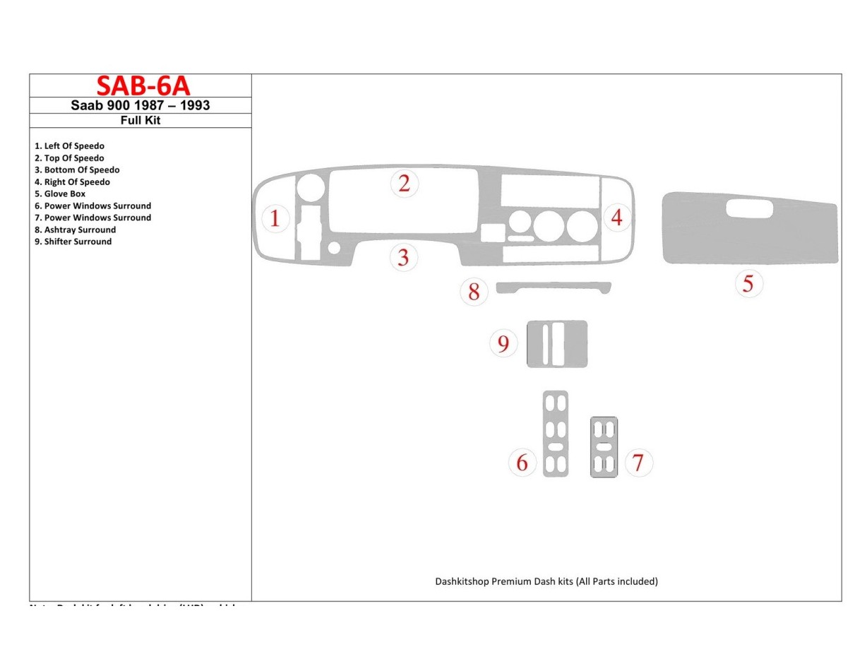 Saab 900 1987-1993 Full Set Interior BD Dash Trim Kit