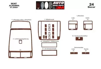 Seat Alhambra 07.00-12.09 3M 3D Interior Dashboard Trim Kit Dash Trim Dekor 24-Parts