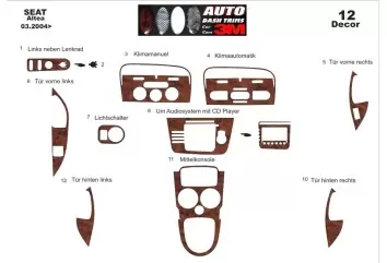 Seat Altea-Toledo 04.04-12.08 3M 3D Interior Dashboard Trim Kit Dash Trim Dekor 12-Parts