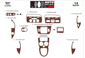 SeatAltea - Toledo 04.04 - 12.08 3D Inleg dashboard Interieurset aansluitend en pasgemaakt op he 12 -Teile