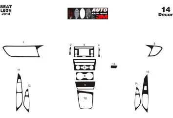 Seat Leon 01.2014 3M 3D Interior Dashboard Trim Kit Dash Trim Dekor 14-Parts