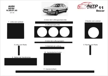 Audi 80 90 B4 10.86 - 01.95 3D Inleg dashboard Interieurset aansluitend en pasgemaakt op he 11 -Teile