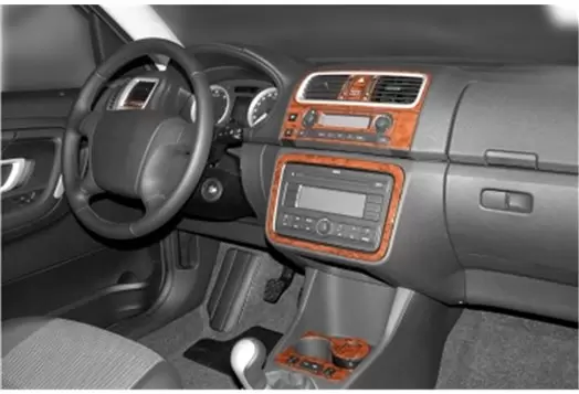 Skoda Fabia 5J Roomster 06.2006 3D Inleg dashboard Interieurset aansluitend en pasgemaakt op he 20 -Teile