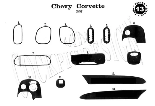 Chevrolet Corvette 09.1997 3D Inleg dashboard Interieurset aansluitend en pasgemaakt op he 13 -Teile