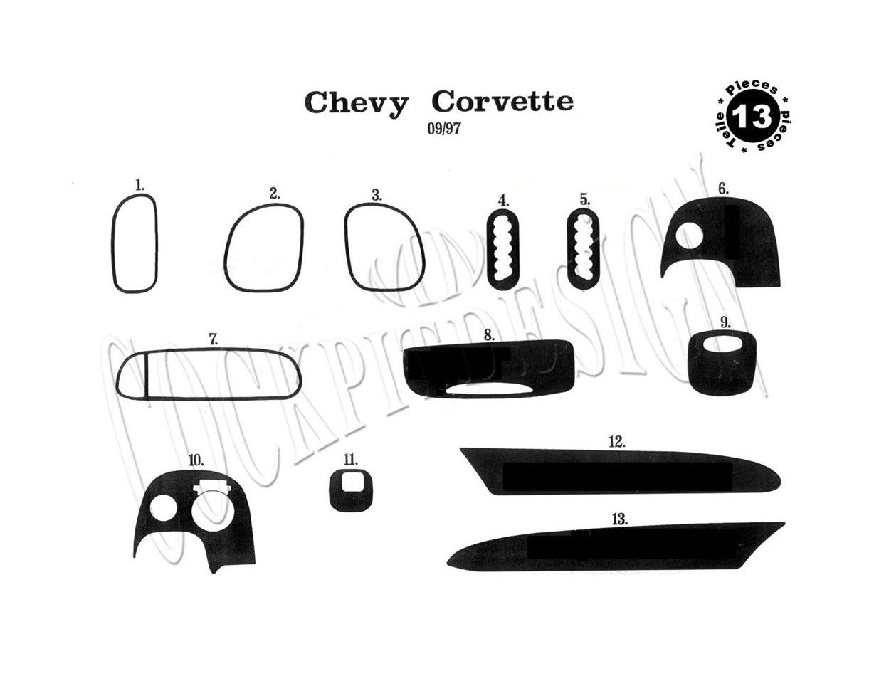 Chevrolet Corvette 1997 Mittelkonsole Armaturendekor Cockpit Dekor 13-Teilige - 1- Cockpit Dekor Innenraum
