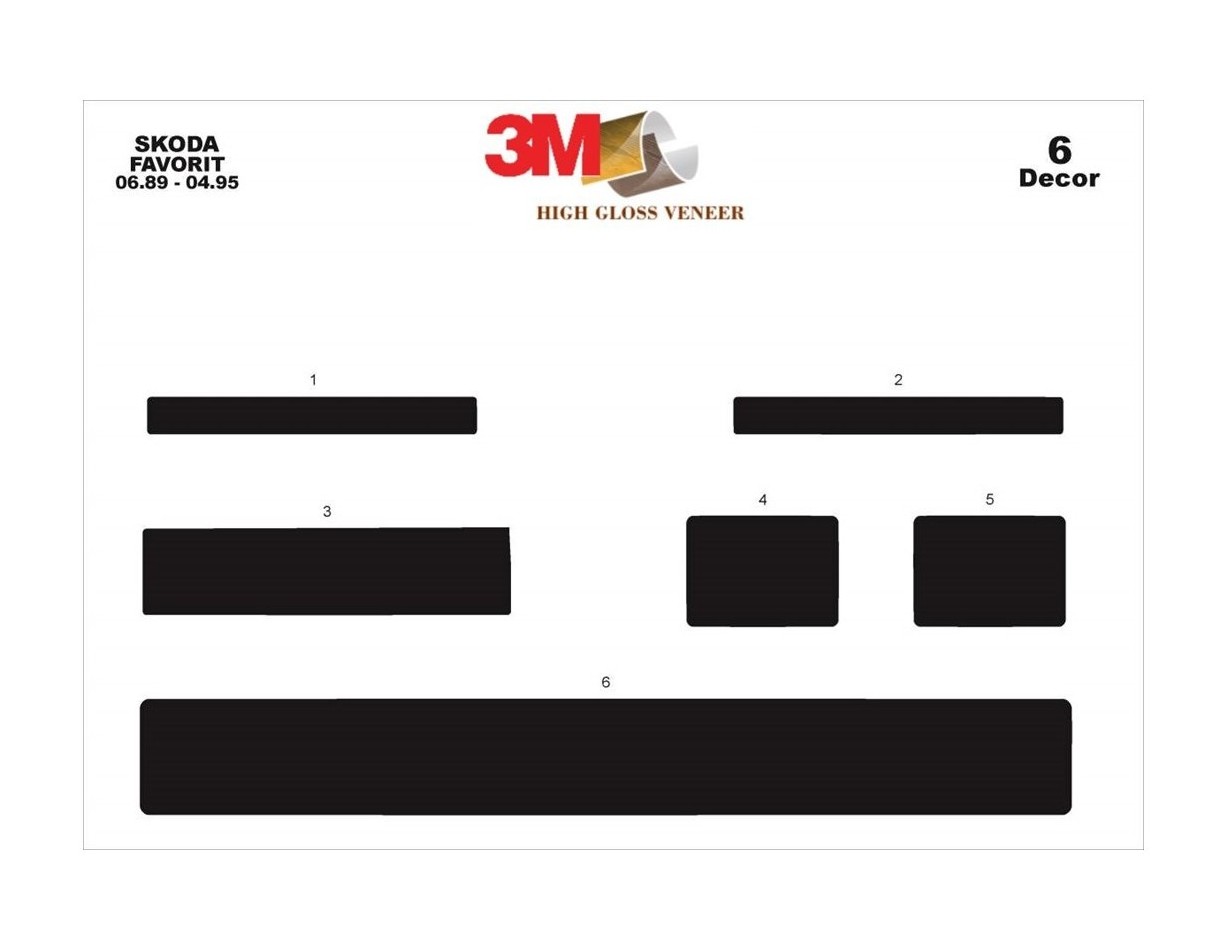 Skoda Favorit 06.89-04.95 3M 3D Interior Dashboard Trim Kit Dash Trim Dekor 6-Parts