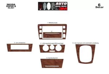 Skoda SuperB 02.02 - 12.07 Kit Rivestimento Cruscotto all'interno del veicolo Cruscotti personalizzati 6-Decori