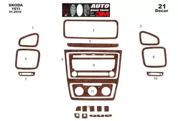 Skoda Yeti 01.2010 Kit Rivestimento Cruscotto all'interno del veicolo Cruscotti personalizzati 21-Decori