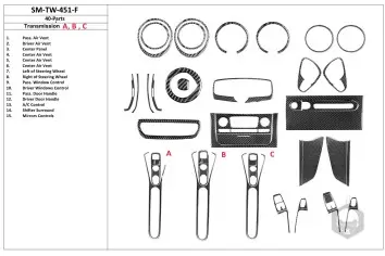 Smart Fortwo 451 2007-2015 Kit la décoration du tableau de bord 40-Pièce - 2 - habillage decor de tableau de bord