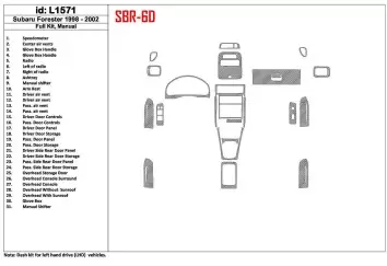 Subaru Forester 1998-2002 Manual Gearbox, Full Set, 31 Parts set BD Interieur Dashboard Bekleding Volhouder