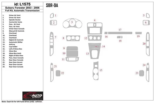 Subaru Forester 2003-2006 Ensemble Complet, Boîte automatique BD Kit la décoration du tableau de bord - 1 - habillage decor de t