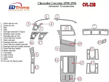 Chevrolet Corvette 1990-1996 Automatic Gear Cruscotto BD Rivestimenti interni