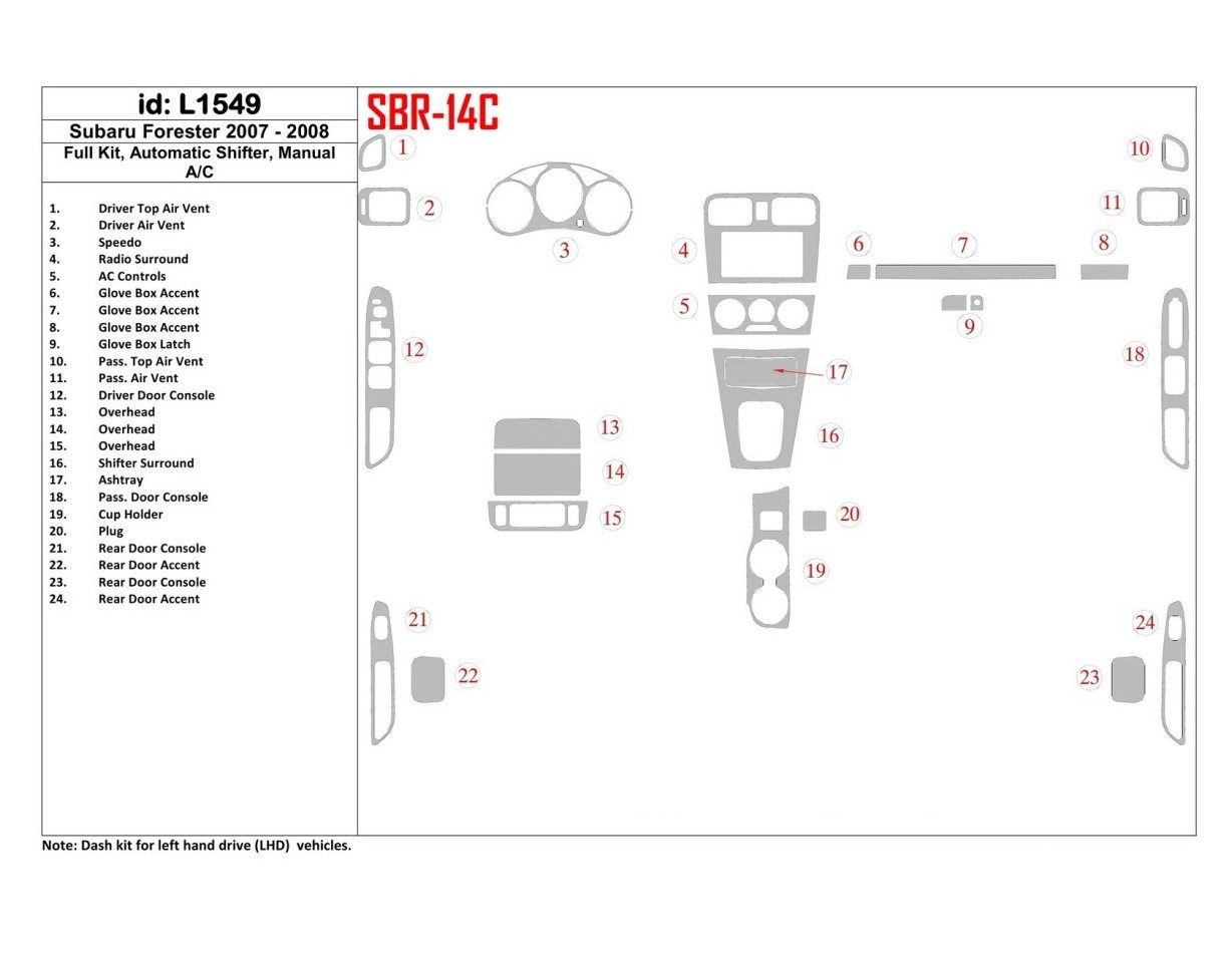 Subaru Forester 2007-2008 Ensemble Complet, boîte manuelle Box, boîte manuellebox AC BD Kit la décoration du tableau de bord - 1