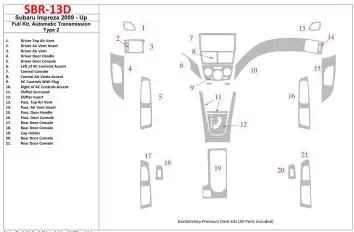 Subaru Impreza 2009-UP Full Set, Automatic Gear Type 2 Interior BD Dash Trim Kit