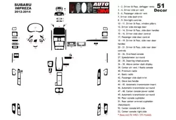 Subaru Impreza G4 2012-2014 3D Inleg dashboard Interieurset aansluitend en pasgemaakt op he 51-Teile