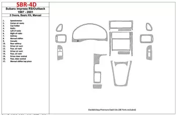 Subaru Impreza RS 1997-UP 2 Doors, Manual Gearbox, Basic Set, 17 Parts set Interior BD Dash Trim Kit