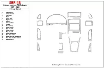 Subaru Impreza RS 1997-UP 4 Doors, Manual Gearbox, 19 Parts set Interior BD Dash Trim Kit