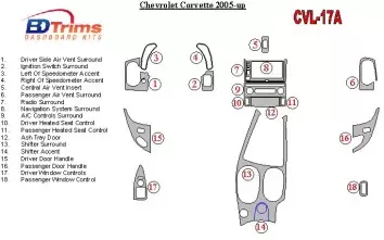 Chevrolet Corvette 2005-UP Voll Satz BD innenausstattung armaturendekor cockpit dekor - 1