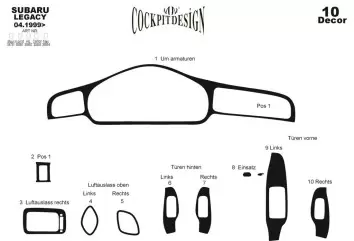 Subaru Legacy 99-12.04 Mittelkonsole Armaturendekor Cockpit Dekor 10-Teilige - 2- Cockpit Dekor Innenraum