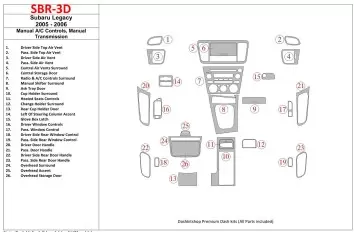 Subaru Legacy 2005-2006 Manual Gearbox AC Control, Manual Gear Box Interior BD Dash Trim Kit