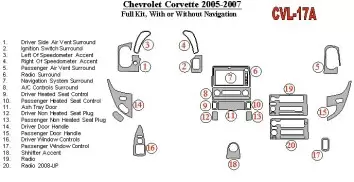 Chevrolet Corvette 2005-UP Full Set, Without NAVI system Cruscotto BD Rivestimenti interni