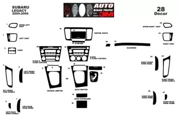 Subaru Legacy 2005-2009 Kit la décoration du tableau de bord 28-Pièce - 2 - habillage decor de tableau de bord