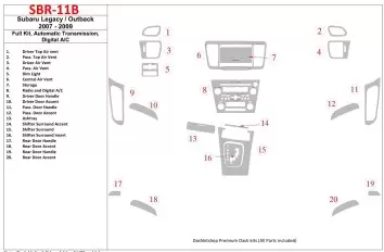 Subaru Legacy 2007-2009 Full Set, Automatic Gear, Automatic AC Cruscotto BD Rivestimenti interni