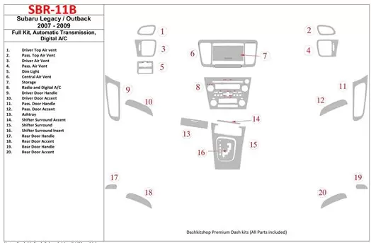 Subaru Legacy 2007-2009 Voll Satz, Automatic Gear, Automatic AC BD innenausstattung armaturendekor cockpit dekor - 1- Cockpit De