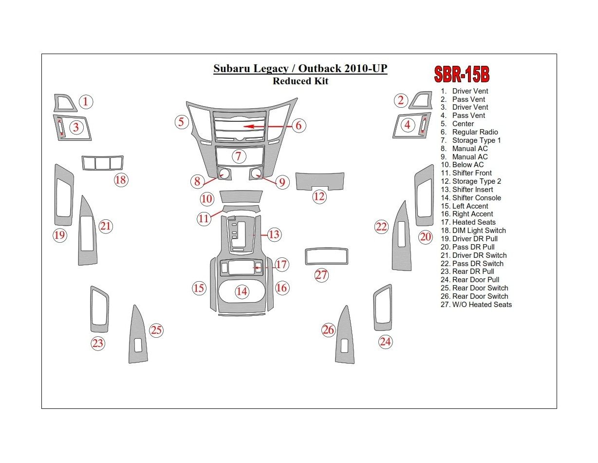 Subaru Outback 2010-UP BD innenausstattung armaturendekor cockpit dekor - 1- Cockpit Dekor Innenraum