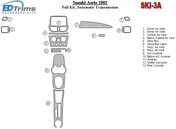 Suzuki Aerio 2002-2002 Full Set, Automatic Gear Interior BD Dash Trim Kit