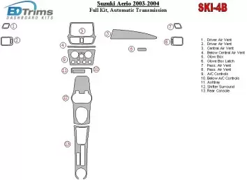 Suzuki Aerio 2003-2004 Full Set, Automatic Gear Interior BD Dash Trim Kit