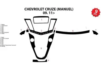 Chevrolet Cruse Manuel 2009 Mittelkonsole Armaturendekor Cockpit Dekor 9-Teilige - 1