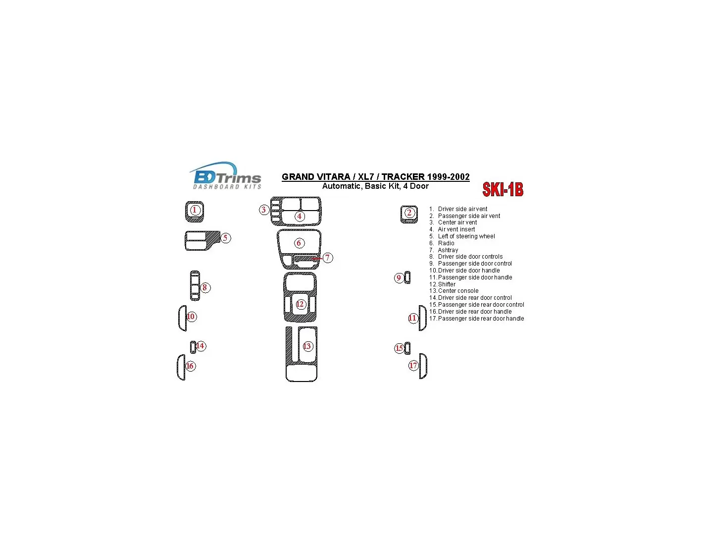 Suzuki Grand Vitara 1999-2002 Suzuki Grи Vitara/XL7,1999-UP, Automatic Gearbox, Basic Set, 4 Doors BD Interieur Dashboard Bekled