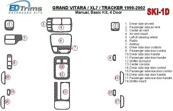 Suzuki Grand Vitara 1999-2002 Suzuki Grи Vitara/XL7,1999-UP, Manual Gearbox, Basic Set, 4 Doors Interior BD Dash Trim Kit