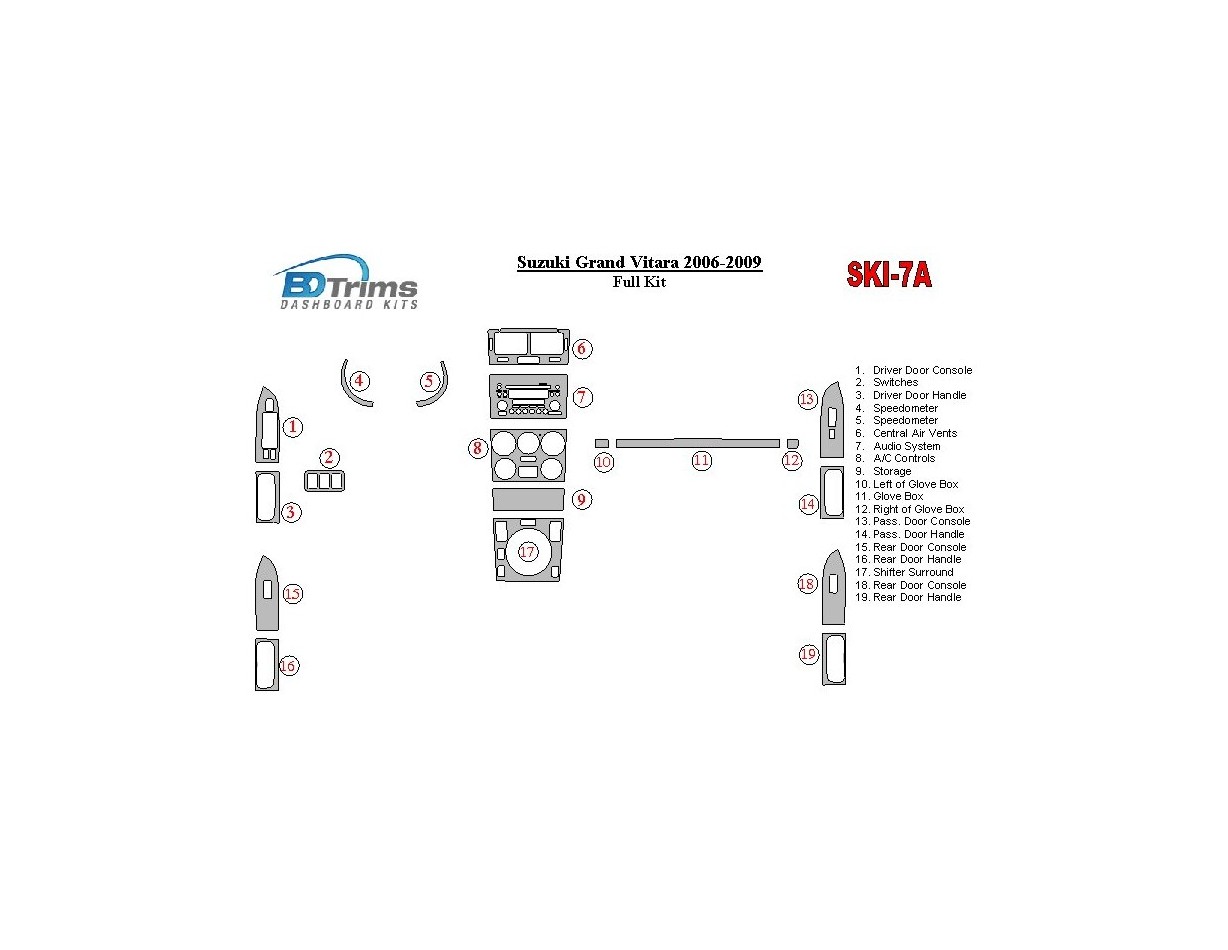 Suzuki Grand Vitara 2006-2009 Full Set BD Interieur Dashboard Bekleding Volhouder