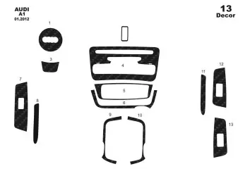 Audi A1 ab 2012 3D Inleg dashboard Interieurset aansluitend en pasgemaakt op he 13 -Teile
