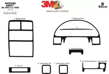 Suzuki Swift 09.91 - 11.96 Kit Rivestimento Cruscotto all'interno del veicolo Cruscotti personalizzati 8-Decori