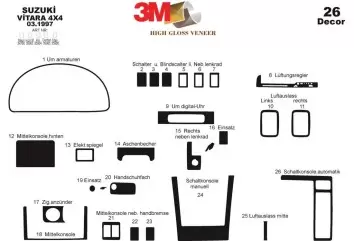 Suzuki Vitara 4x4 03.97 - 07.05 Kit Rivestimento Cruscotto all'interno del veicolo Cruscotti personalizzati 26-Decori