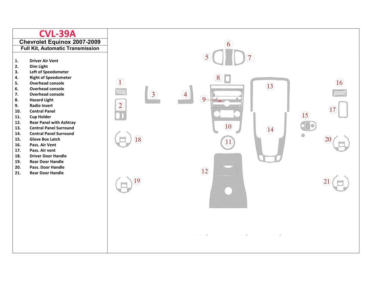 Chevrolet Equinox 2007-2009 Full Set, Automatic Gear Interior BD Dash Trim Kit