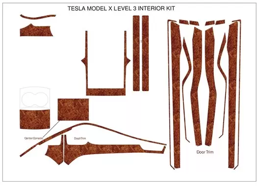 TESLA MODEL X 2016- 3D Inleg dashboard Interieurset aansluitend en pasgemaakt op he 23 -Teile