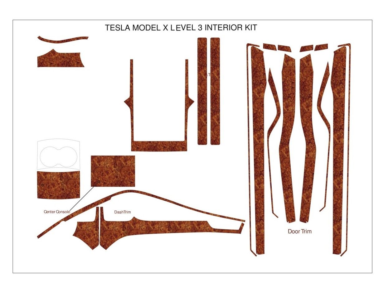TESLA MODEL X 2016- Kit Rivestimento Cruscotto all'interno del veicolo Cruscotti personalizzati 23-Decori