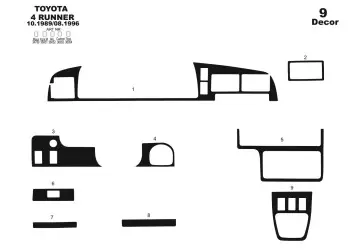 Toyota 4 Runner 10.89-08.96 3M 3D Interior Dashboard Trim Kit Dash Trim Dekor 9-Parts