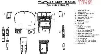 Toyota 4 Runner 1996-1998 Automatic Gearbox, 2WD, 21 Parts set Interior BD Dash Trim Kit
