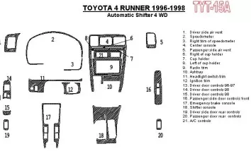 Toyota 4 Runner 1996-1998 Automatic Gearbox, 4WD, 21 Parts set BD Interieur Dashboard Bekleding Volhouder